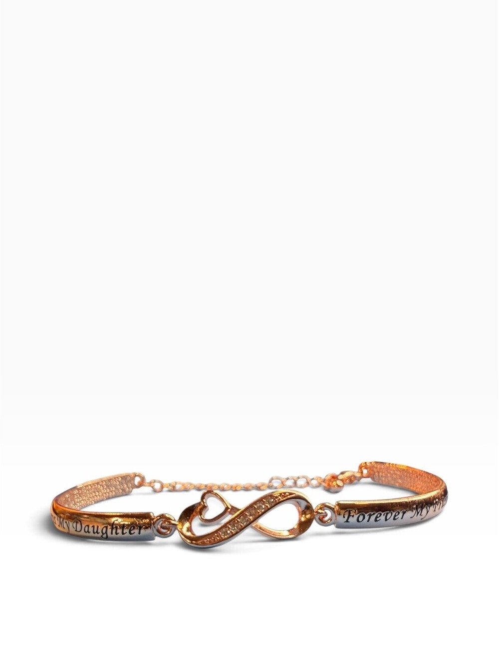 Mother Daughter Infinity Heart Bracelet Rose Gold Tone Adjustable